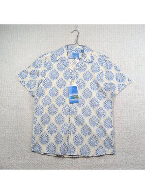 NWT Bruno France Linen Button Up Shirt Men S Floral Tropical Resort Summer